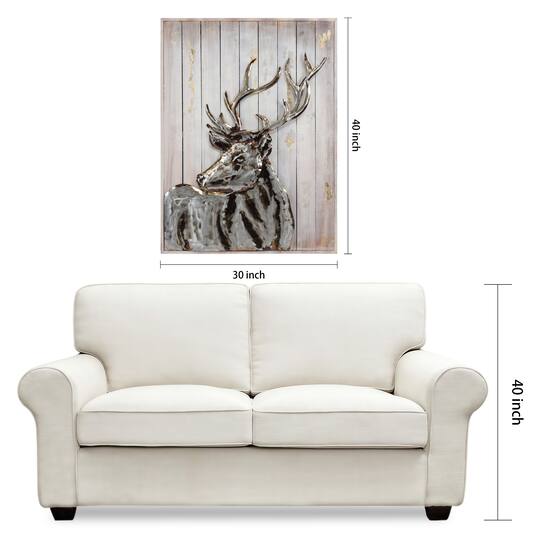 Empire Art Direct 40" x 30" Deer 2 Framed Metal Wall Sculpture